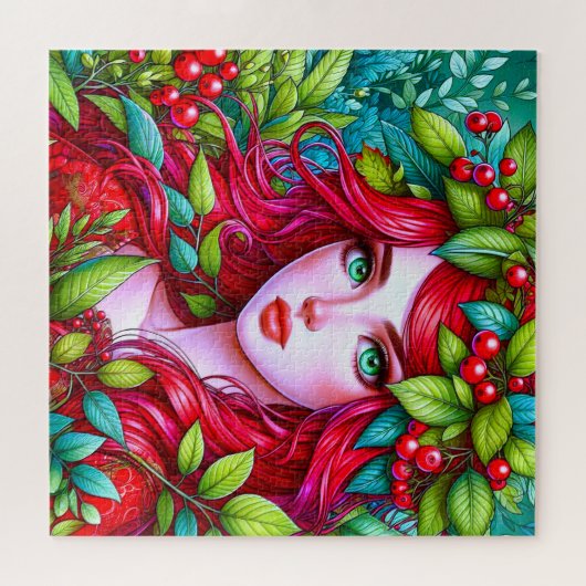 Levendig rood haar legpuzzel (Horizontaal)