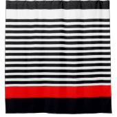 Levendig rood met strepen douchegordijn (Voorkant)