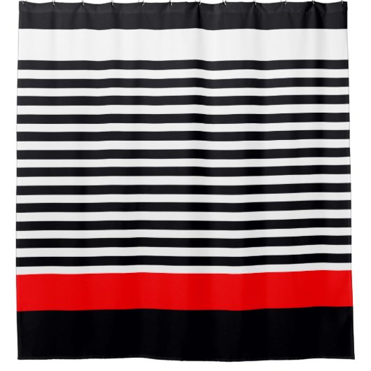 Levendig rood met strepen douchegordijn (Voorkant)