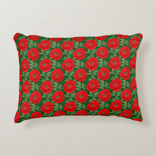 Levendig Rood Ranunculus Bloempatroon Accent Kussen