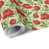 Levendig Rood Ranunculus Bloempatroon Cadeaupapier (Rol Hoek)