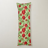 Levendig Rood Ranunculus Bloempatroon Lichaamskussen (Achterkant (Verticaal))