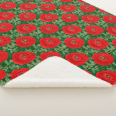 Levendig Rood Ranunculus Bloempatroon Sherpa Deken (3/4)