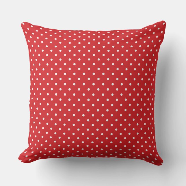Levendig Rood Stippenpatroon Ontwerp Kussen (Voorkant)