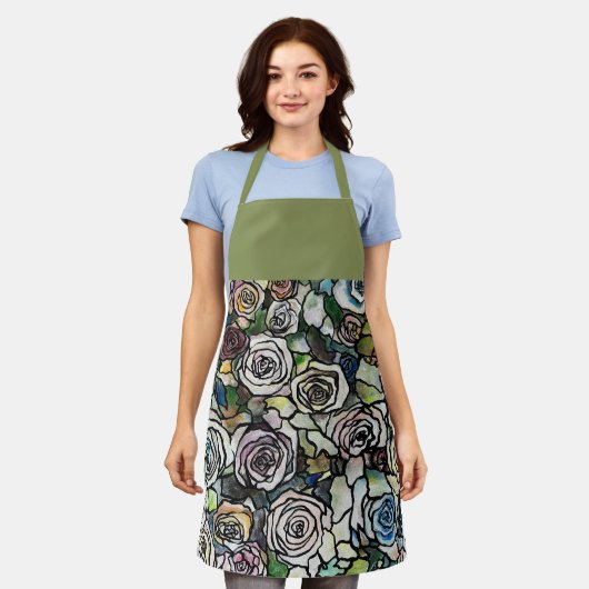 Levendig Roos Bloemen Boeket Schort (Gedragen)