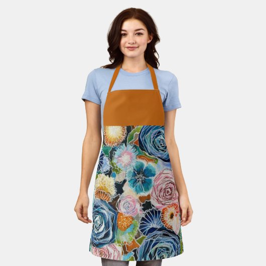 Levendig Roos Tuin Boeket Schort (Gedragen)
