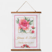 Levendig roos tuinbudget huwelijkgeheugen hangend wandkleed (Voorkant)