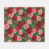 Levendig Roospatroon Met Rode En Roze Rozen Fleece Deken (Voorkant (Horizontaal))