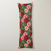 Levendig Roospatroon Met Rode En Roze Rozen Lichaamskussen (Achterkant (Verticaal))