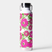 Levendig roze Abstract bloemontwerp | Gepersonalis Waterfles (Voorkant)