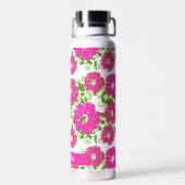 Levendig roze Abstract bloemontwerp | Gepersonalis Waterfles (Achterkant)