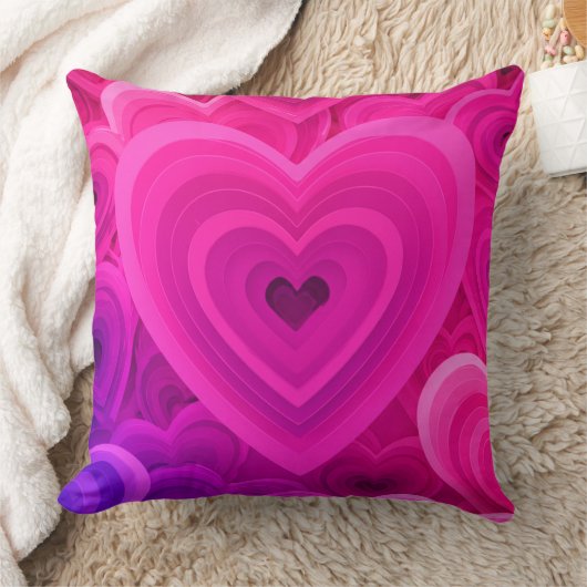 Levendig Roze Abstract Hart Sierkussen – Modern (Deken)