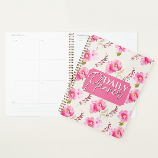 Levendig Roze Aquarel Bloemendagplanner Planner (Display)