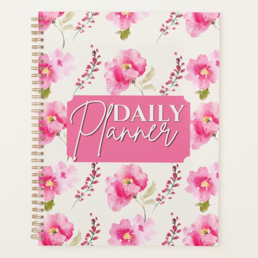 Levendig Roze Aquarel Bloemendagplanner Planner (Voorkant)