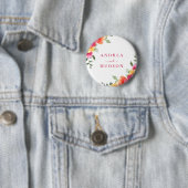 Levendig Roze Aquarel Bloemige Bruiloft Ronde Button 5,7 Cm (In situ)