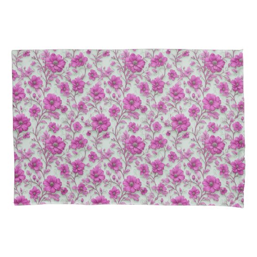 🌸 Levendig Roze Bloemendecoratie Cadeaubordel Hui Kussensloop (Voorkant)