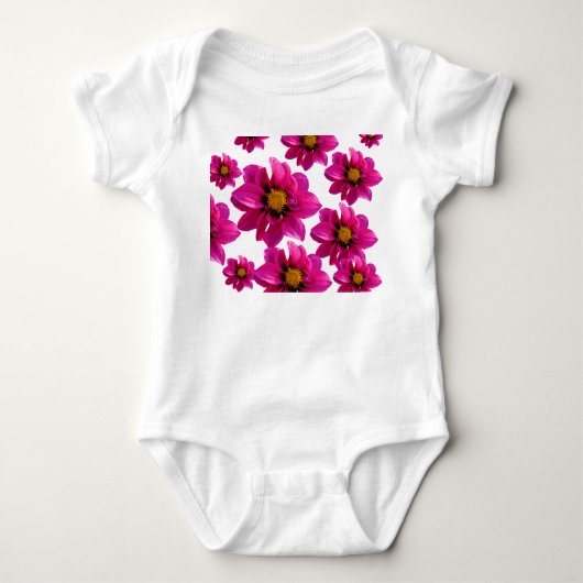 Levendig roze bloemenpatroon baby romper (Voorkant)