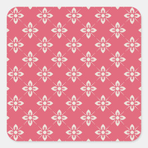 Levendig Roze Bloemmotief met Geometrische Bloemen Vierkante Sticker