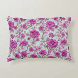 Levendig Roze Bloemmotief Met Magenta Bloemen Accent Kussen
