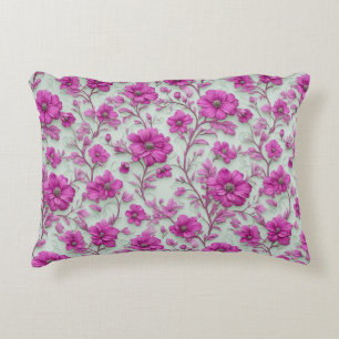 Levendig Roze Bloemmotief Met Magenta Bloemen Accent Kussen