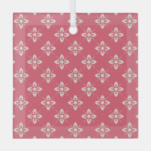 Levendig roze bloempatroon met geometrische bloeme glas ornament