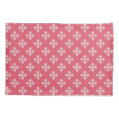 Levendig roze bloempatroon met geometrische bloeme kussensloop (Achterkant-Links)