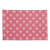 Levendig roze bloempatroon met geometrische bloeme kussensloop (Achterkant-Rechts)