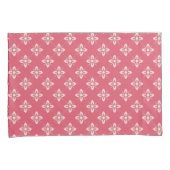 Levendig roze bloempatroon met geometrische bloeme kussensloop (Voorkant-Rechts)