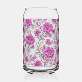 Levendig roze bloempatroon met magenta bloemen blikvorm glas