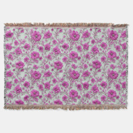 Levendig roze bloempatroon met magenta bloemen deken