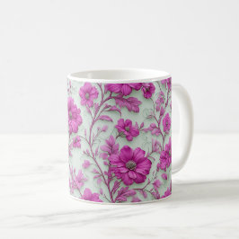 Levendig Roze Bloempatroon Met Magenta Bloemen Koffiemok