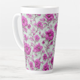 Levendig roze bloempatroon met magenta bloemen latte mok