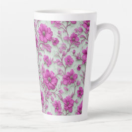 Levendig roze bloempatroon met magenta bloemen latte mok
