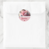 Levendig roze cupcake cake bakken Fotolabel Ronde Sticker (Tas)