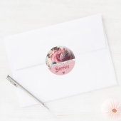 Levendig roze cupcake cake bakken Fotolabel Ronde Sticker (Envelop)