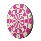Levendig roze en crèmekleurig beige dartbord (Voorkant Rechts)