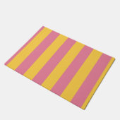 Levendig roze en geel verticaal gestreept patroon deurmat (Schuin)
