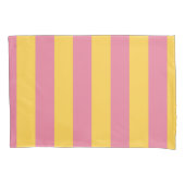 Levendig roze en geel verticaal gestreept patroon kussensloop (Voorkant)