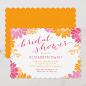 Levendig Roze en Oranje Bloemen Vrijgezellenfeest Kaart (Voorkant / Achterkant)