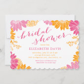 Levendig Roze en Oranje Bloemen Vrijgezellenfeest Kaart (Voorkant)