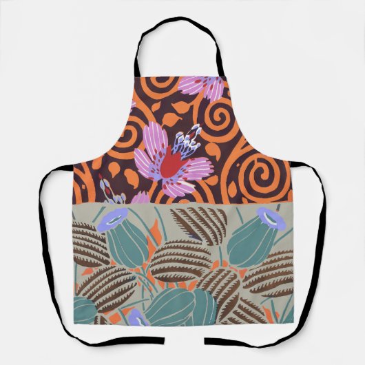 Levendig Roze en Oranje Spiraal Bloemendecor Schort (Voorkant)