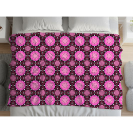 Levendig roze en paars geometrisch patroon fleece deken