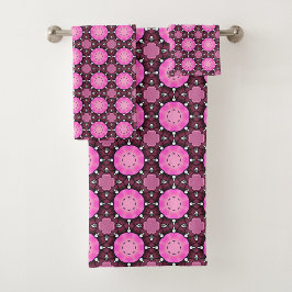 Levendig roze en paarse geometrische patroon Handd Bad Handdoek