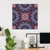 Levendig roze en paarse Mandala webpatroon Poster (Thuiskantoor)