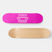 Levendig Roze en Wit Drie Letter Monogram Persoonlijk Skateboard (Horizontaal)