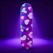 Levendig roze en wit hartpatroon persoonlijk skateboard