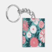 Levendig roze en witte Bloemensymfonie Sleutelhanger (Voorkant Links)