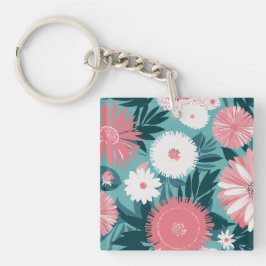 Levendig roze en witte Bloemensymfonie Sleutelhanger