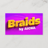 Levendig roze & geel Afrikaans haarvlechten Klantenkaartje (Voorkant)