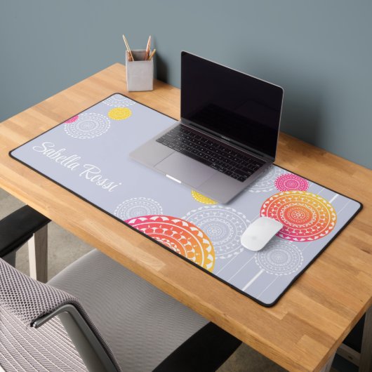 Levendig roze geel Random Mandala gepersonaliseerd Bureaumat (Kantoor 2)